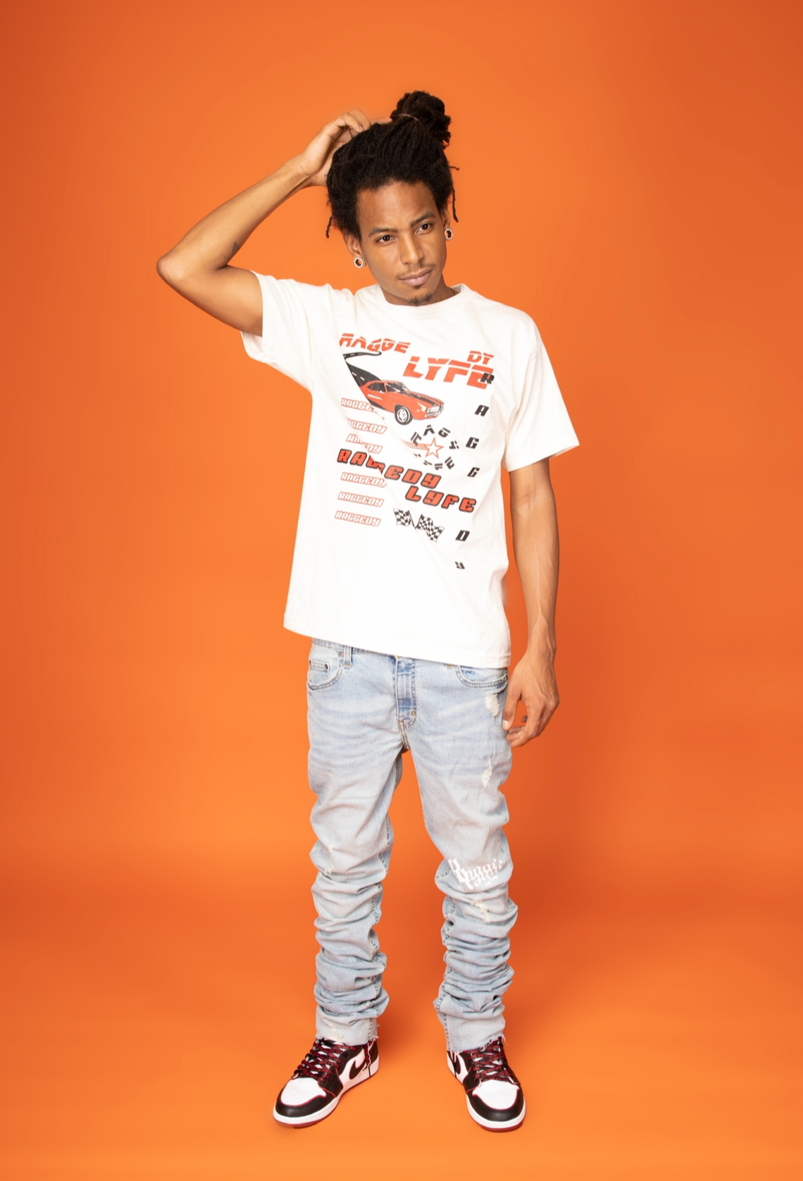 Logo Printed Stacked Denim